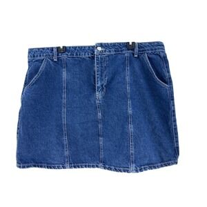 PrettyLittleThing Plus Blue Denim A-Line Mini Skirt Womens Size 22 Panel Seam